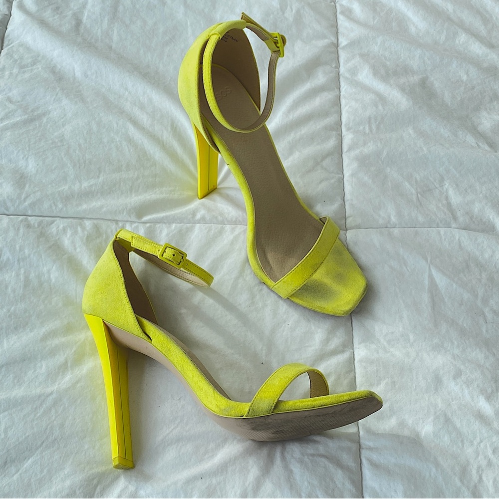 ASOS neon yellow ankle strap stilettos